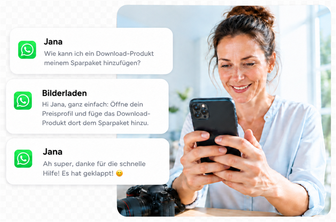 WhatsApp-Chat mit Bilderladen Support